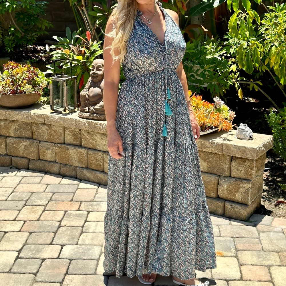 Bohemian Rhapsody Maxi Dress - Turquoise, Royal Blue, Beige